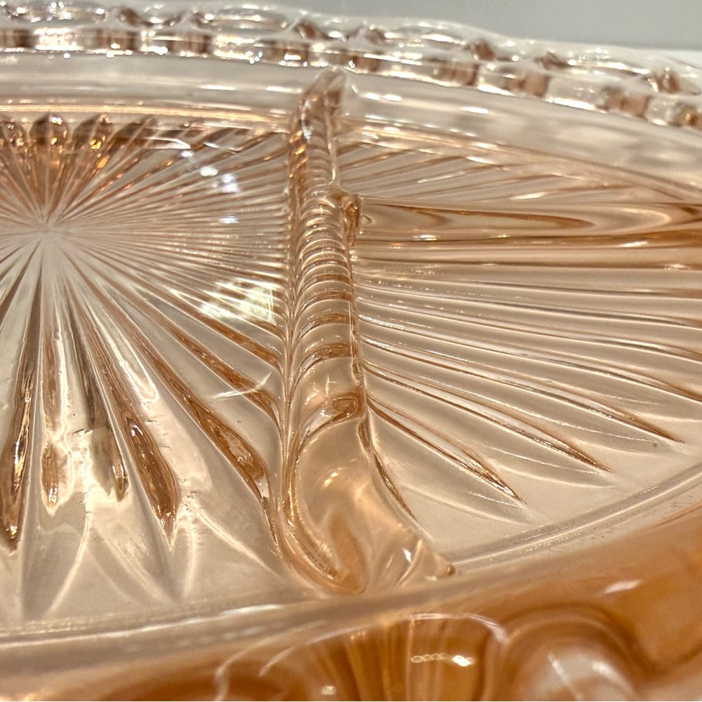 Vintage Pink Depression Glass Old Colony Divided Platter – Lace Edge